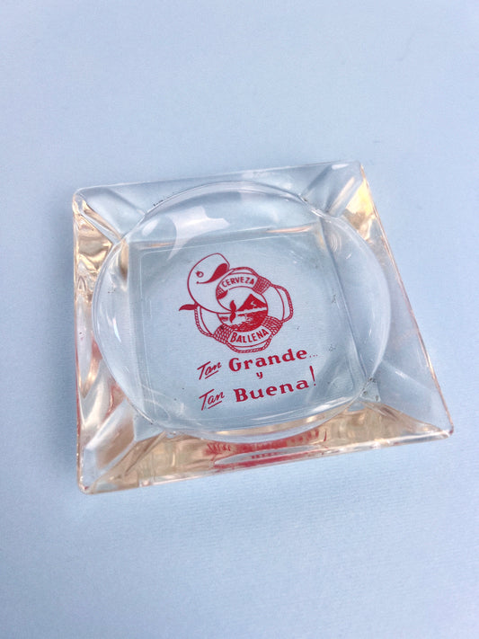 Vintage Cerveza Ballena Pacifico Clear Ashtray