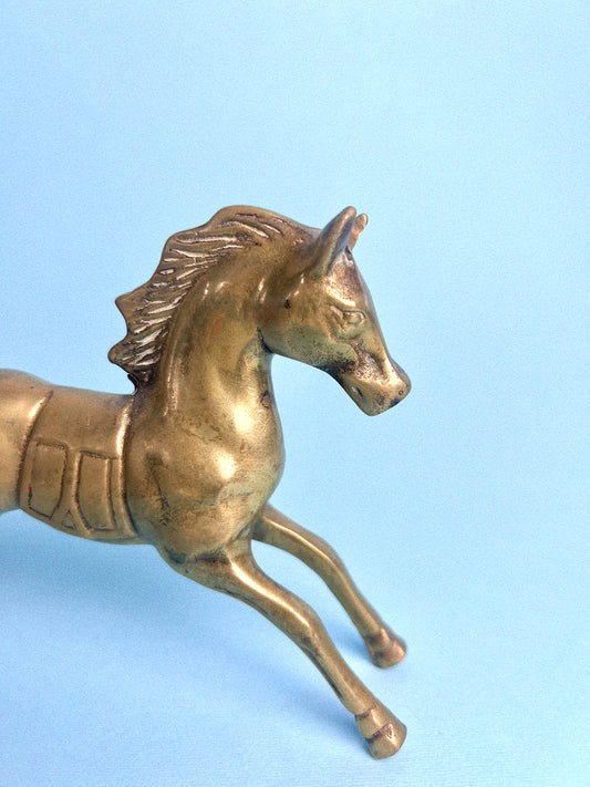 Vintage Brass Horse with Saddle