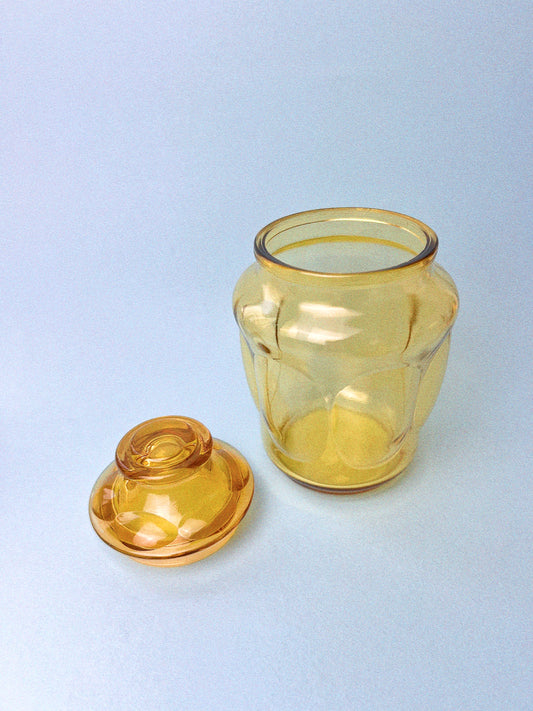 Vintage L.E. Smith Honey Thumbprint Apothecary Jar