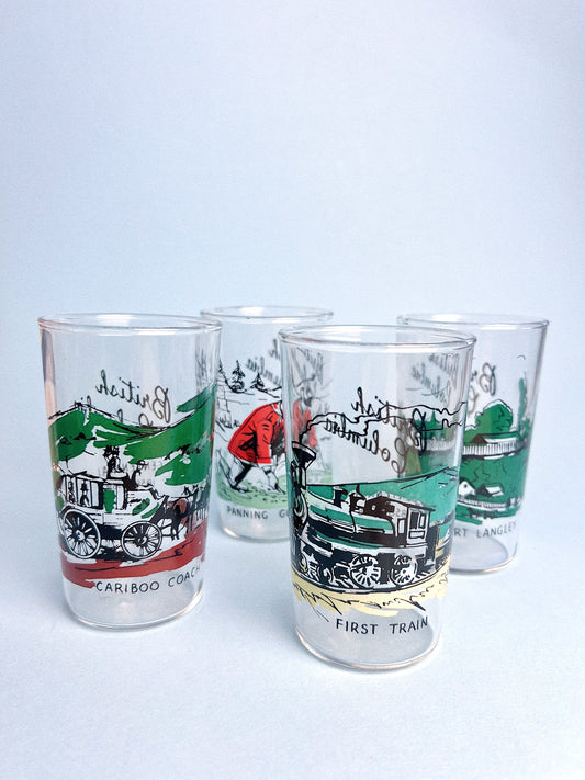 Vintage Centennial British Columbia Glasses, Set of 4