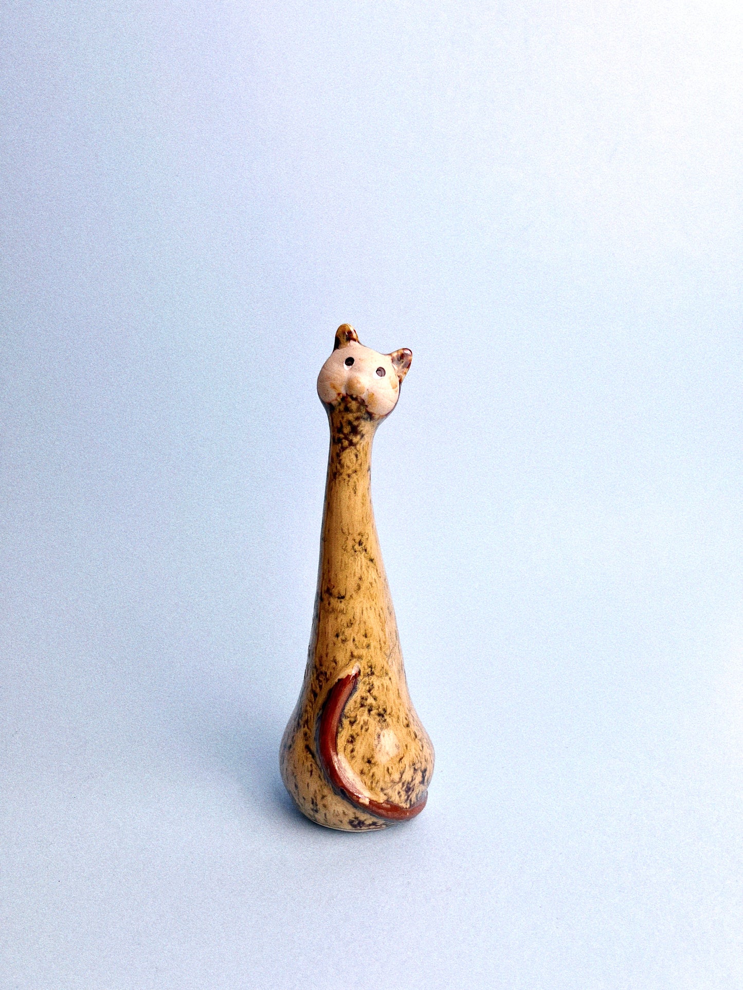 Vintage Glazed Long Neck Ceramic Cat