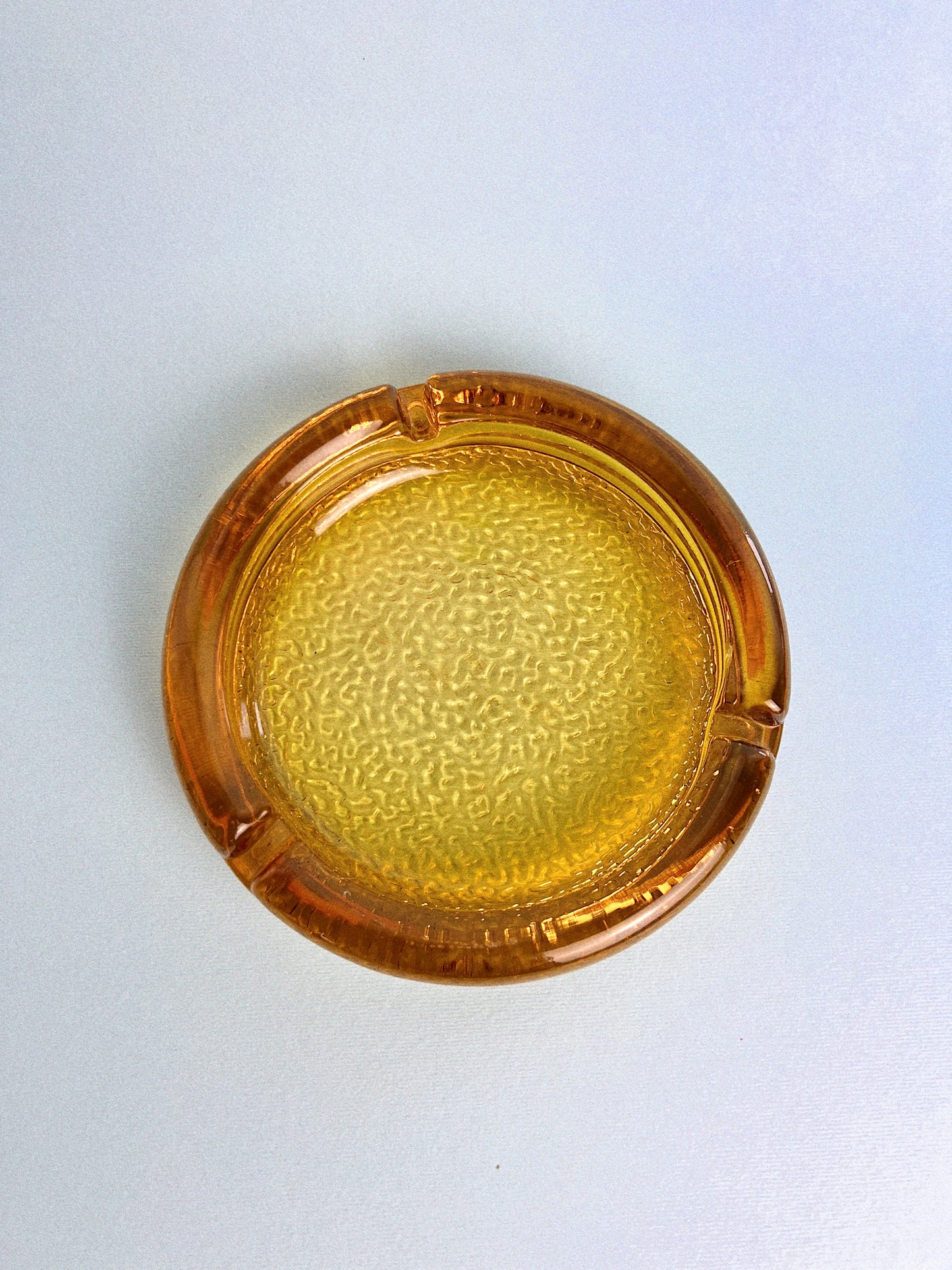 Vintage Amber Midcentury Ashtray with Texture Bottom