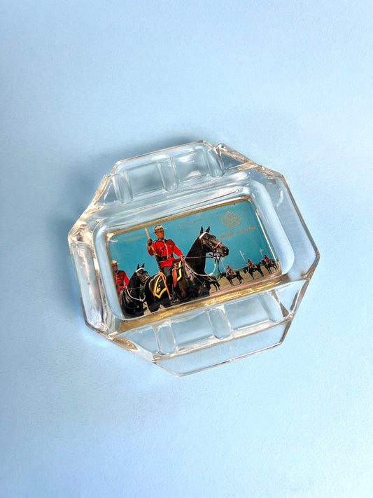 Vintage British Columbia RCMP Souvenir Glass Ashtray