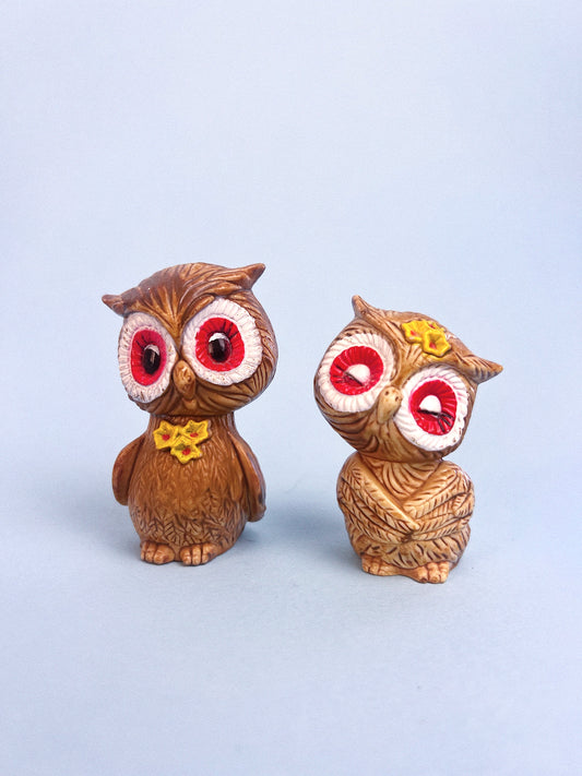 Vintage Owl Salt + Pepper Shakers