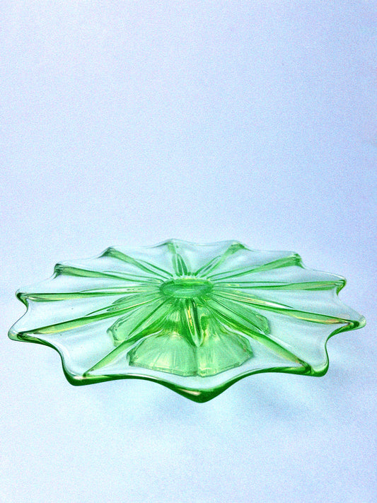 Vintage Uranium Glass Dessert Stand