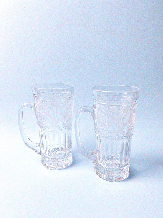 Vintage 'Mikasa' Frosted Trellis Mugs, Set of 2