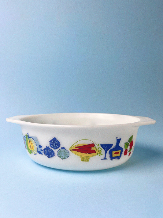 Vintage JAJ Pyrex "Colourful Fiesta" Casserole Dish