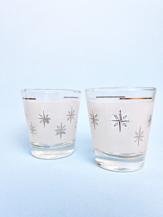 Vintage Atomic Starburst Glasses, Set of 2