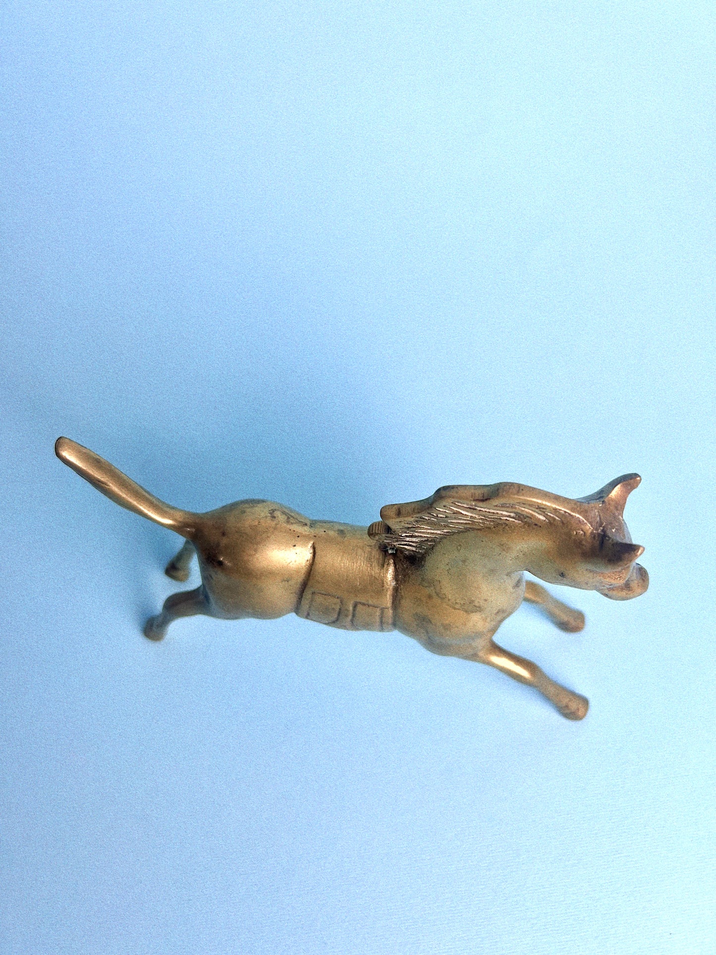 Vintage Brass Horse with Saddle