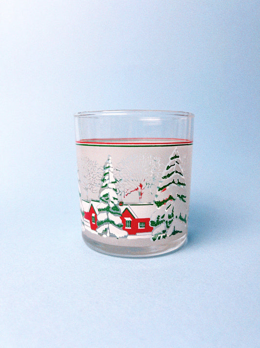 Vintage Snowy Christmas Rocks Glasses