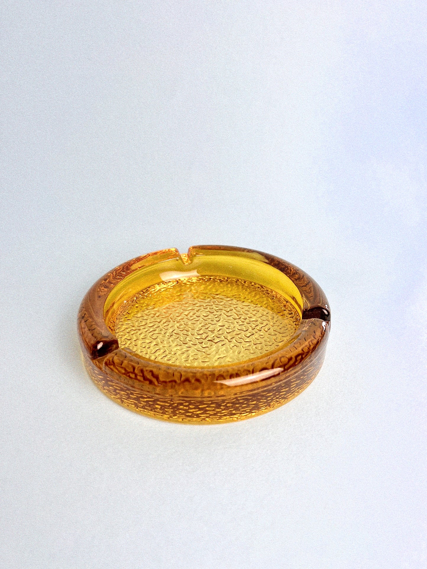 Vintage Amber Midcentury Ashtray with Texture Bottom