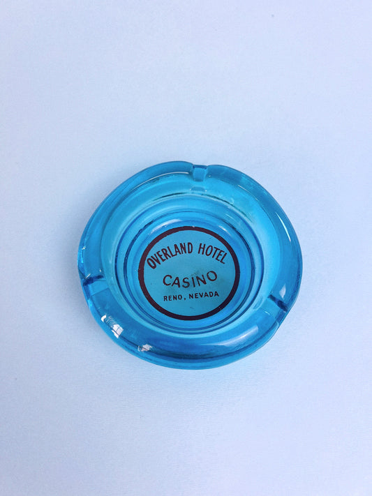 Vintage Overland Hotel Casino - Reno Nevada Blue Ashtray