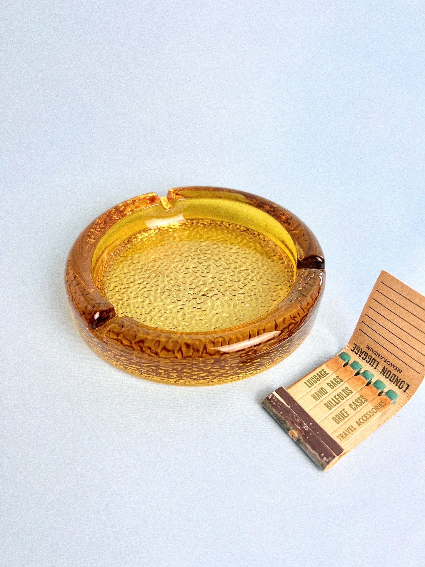 Vintage Amber Midcentury Ashtray with Texture Bottom