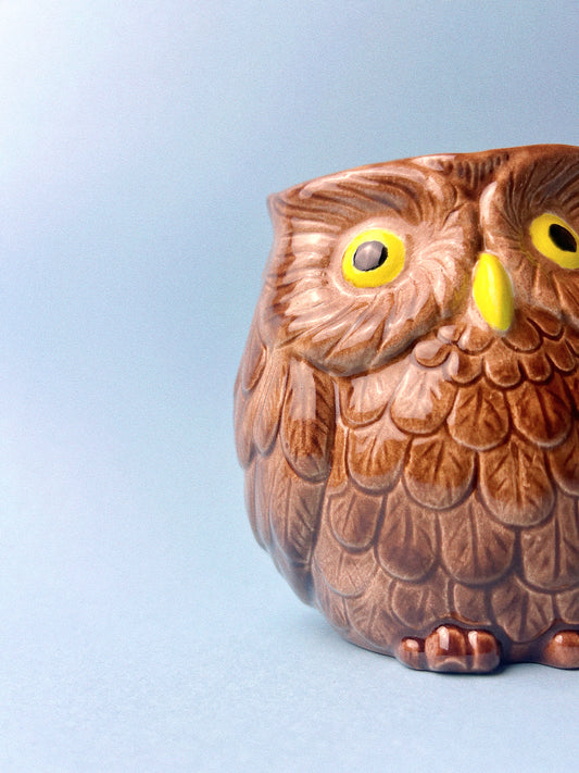 Vintage 70's Ceramic Owl Planter