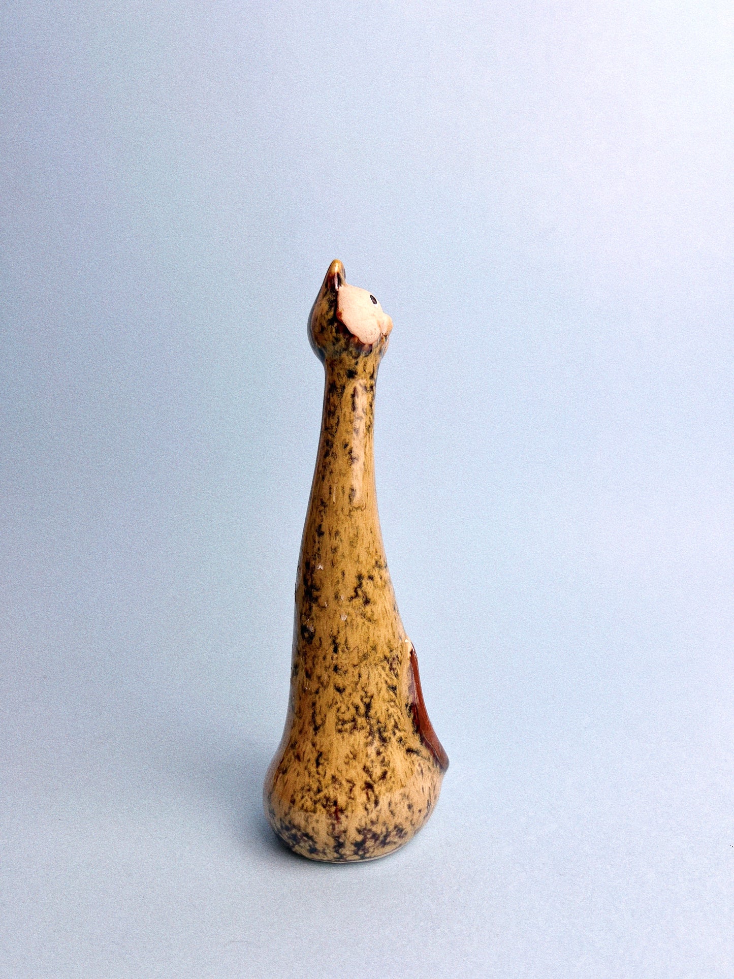 Vintage Glazed Long Neck Ceramic Cat