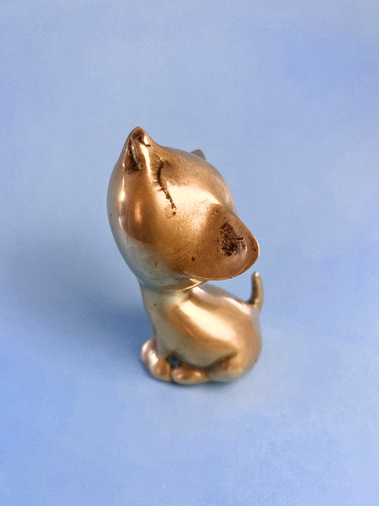 Vintage Brass Stretching Cat