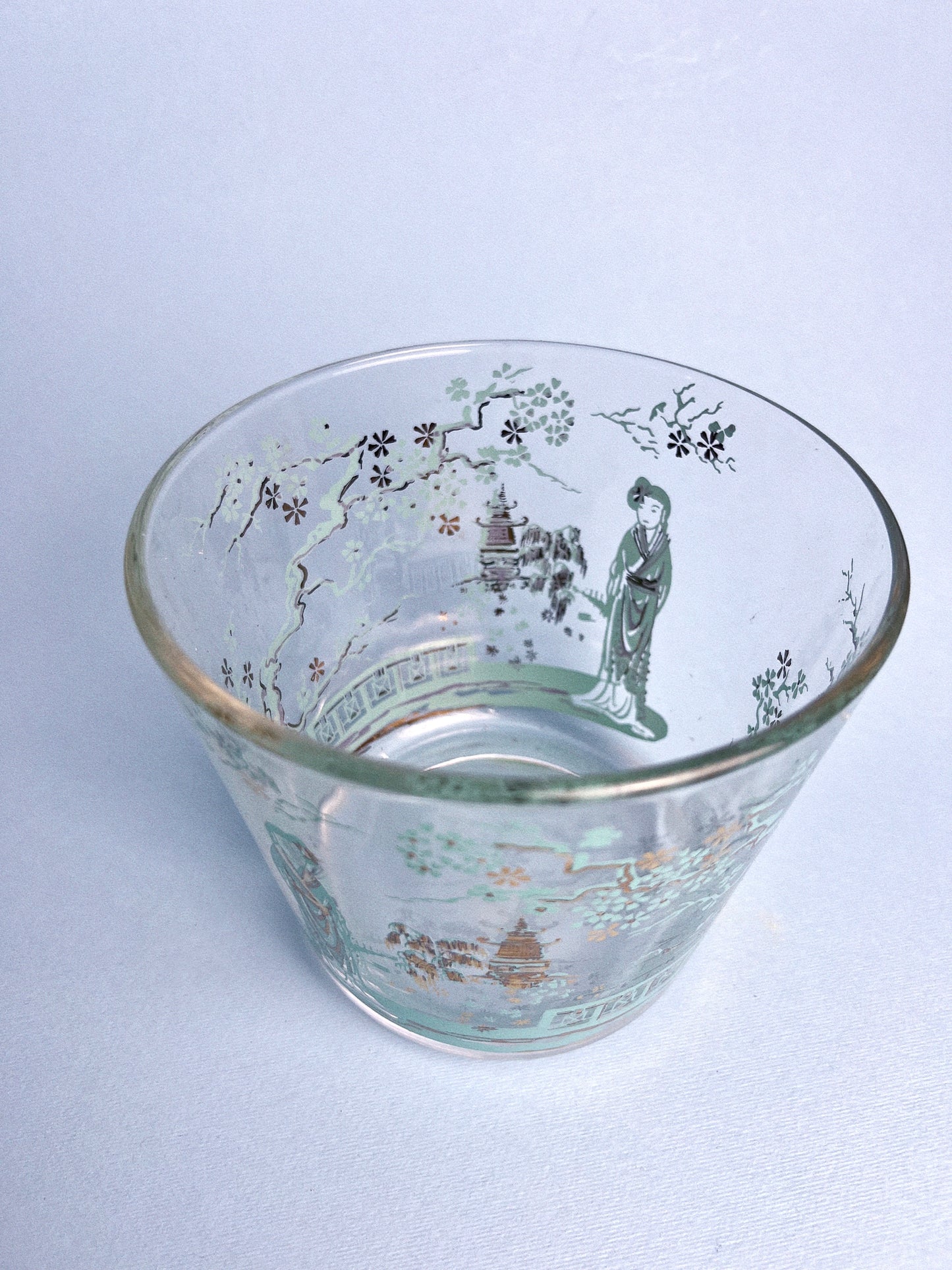 Vintage MCM Geisha Glass Ice Bucket