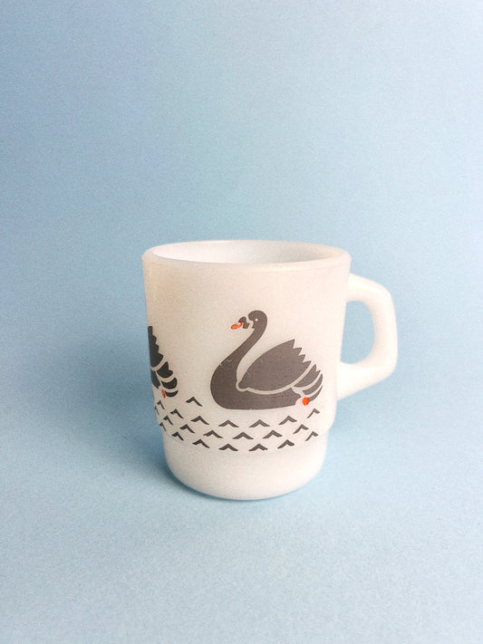 Vintage Termocrisa Swan Milk Glass Mug