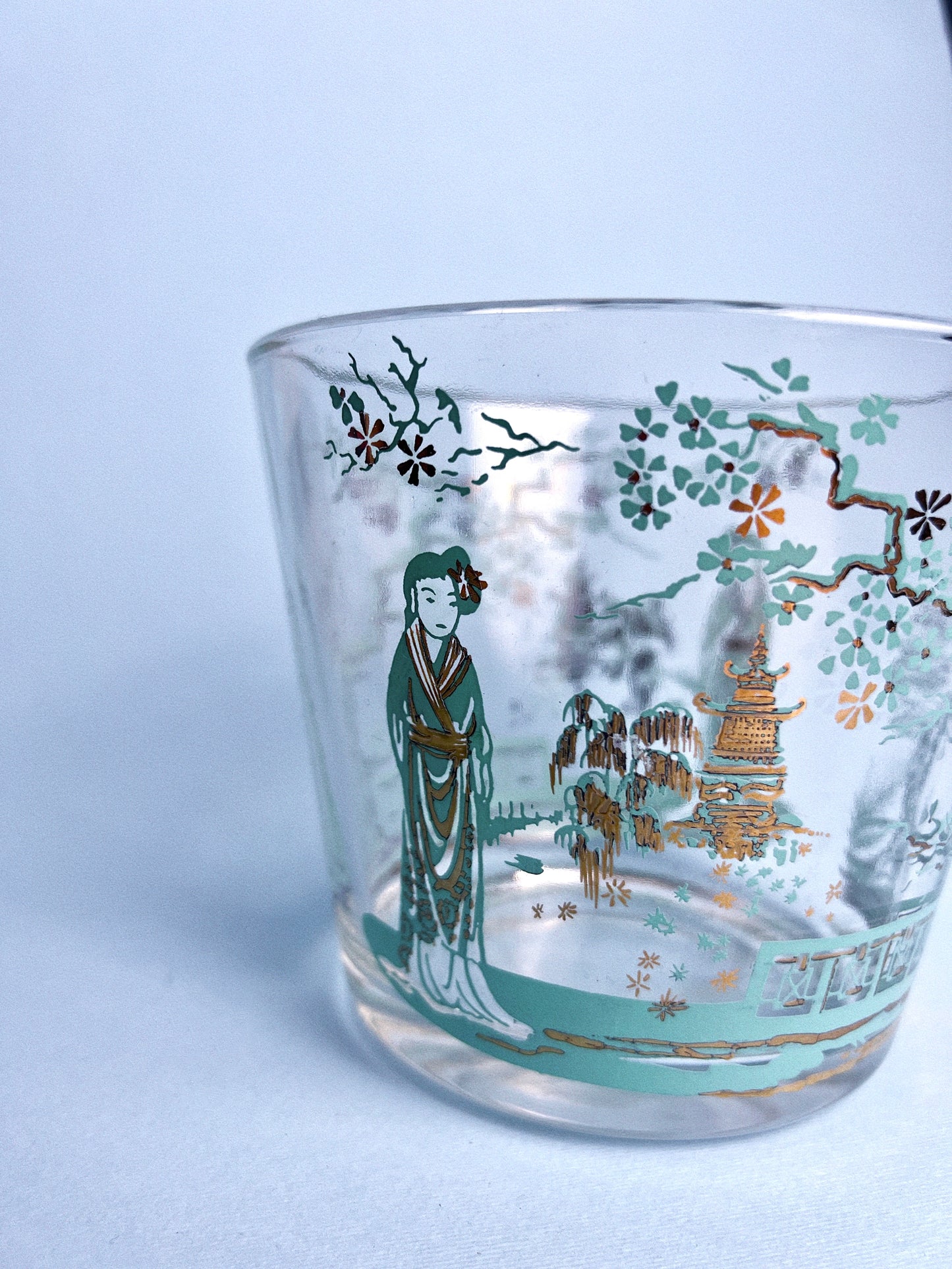 Vintage MCM Geisha Glass Ice Bucket