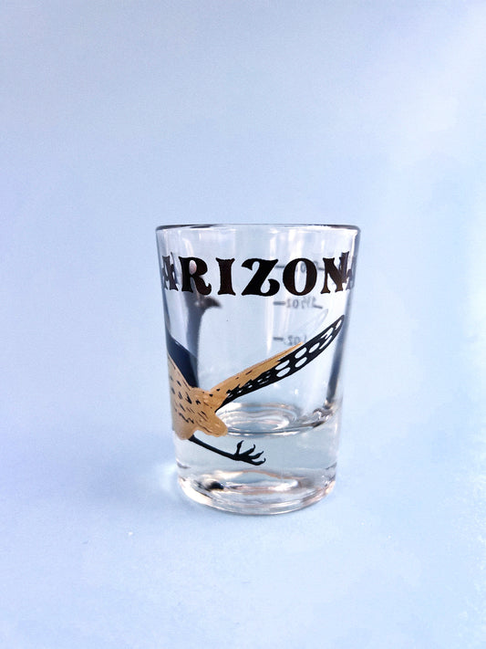 Vintage Federal Glass Arizona Road Runner Bird Souvenir 2oz Shot Glass