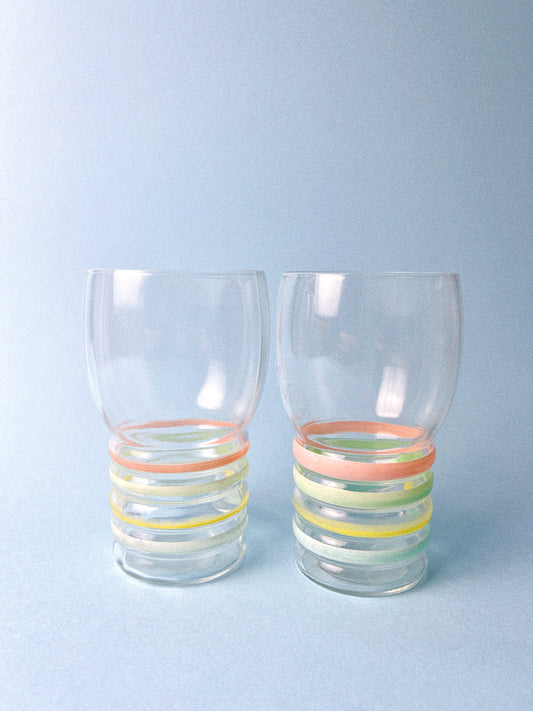 Petalware Pastel Band Tumblers | Macbeth-Evans, Set of 2 *VERY RARE*