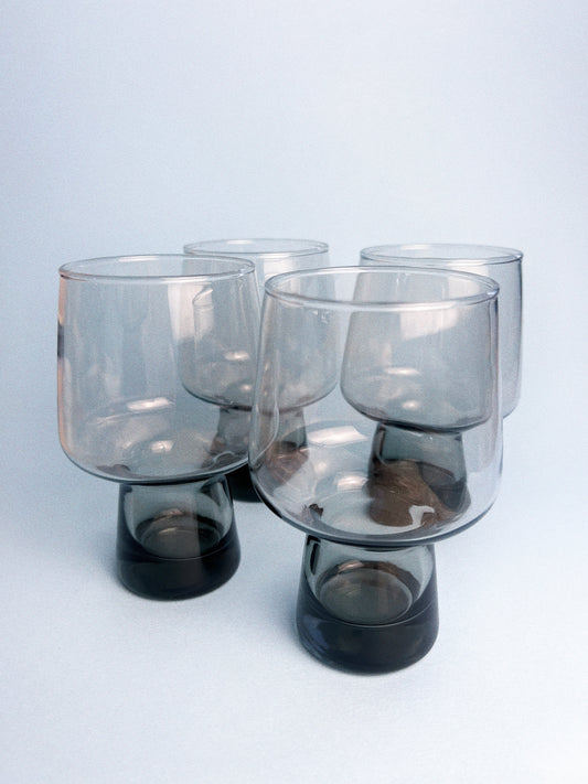 Vintage MCM Smokey Grey Libbey Beer Glasses, Set of 4