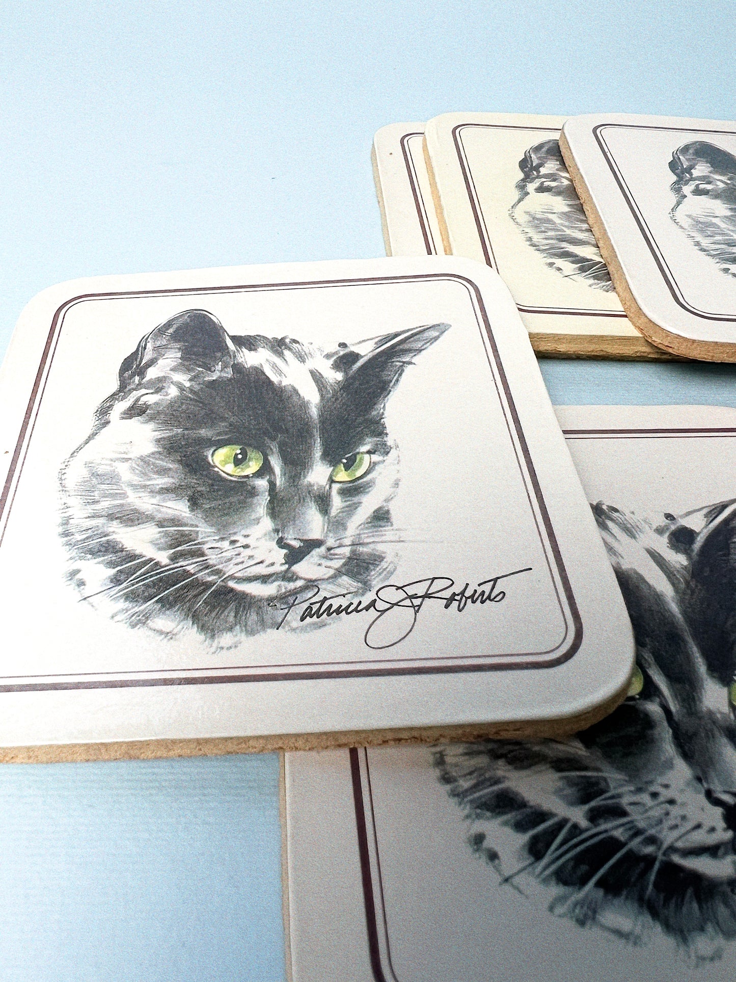 Vintage 80's Cat Cork Coasters