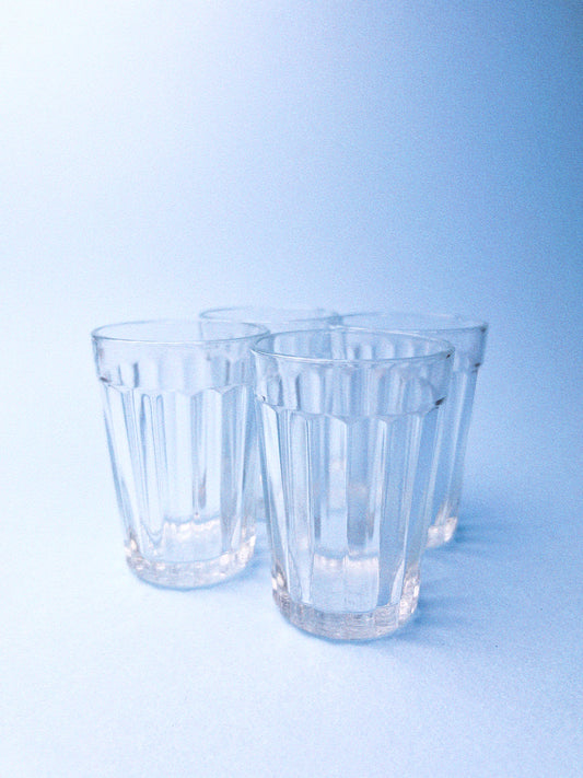 Vintage Clear Faceted Dominion Glasses, Set of 4