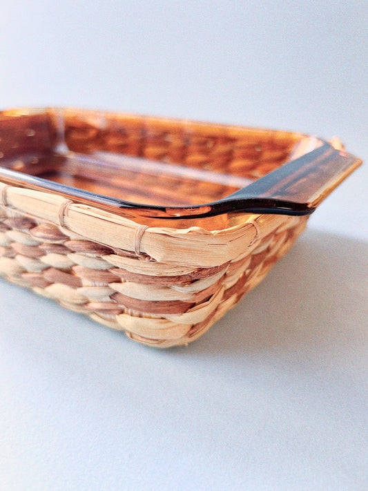 Vintage Anchor Hocking Harvest Amber Basket Buffet