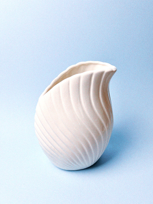Vintage White Draped Shell Vase