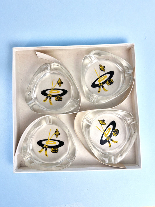 Vintage Ice Curling Ashtrays, Set of 4