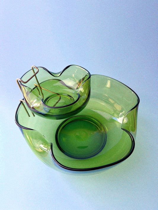 Vintage Avocado Green Chip n' Dip | Anchor Hocking