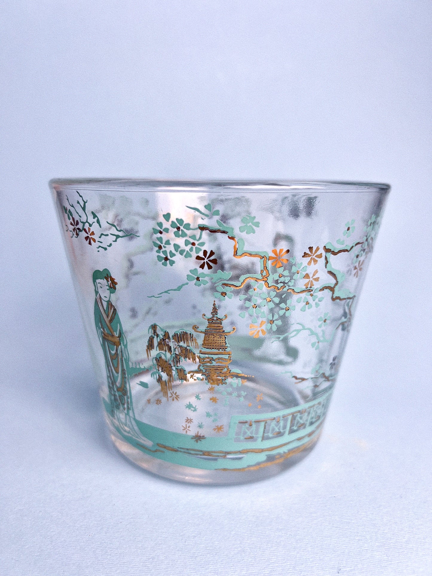 Vintage MCM Geisha Glass Ice Bucket