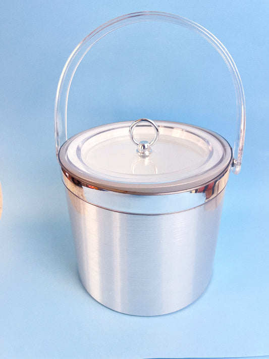 Vintage Georges Briard Silver Ice Bucket with Lucite Handle