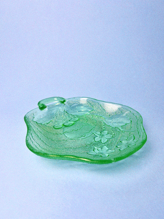 Vintage "Charlie" Pattern Uranium Nappy Dish | Indiana Glass Co