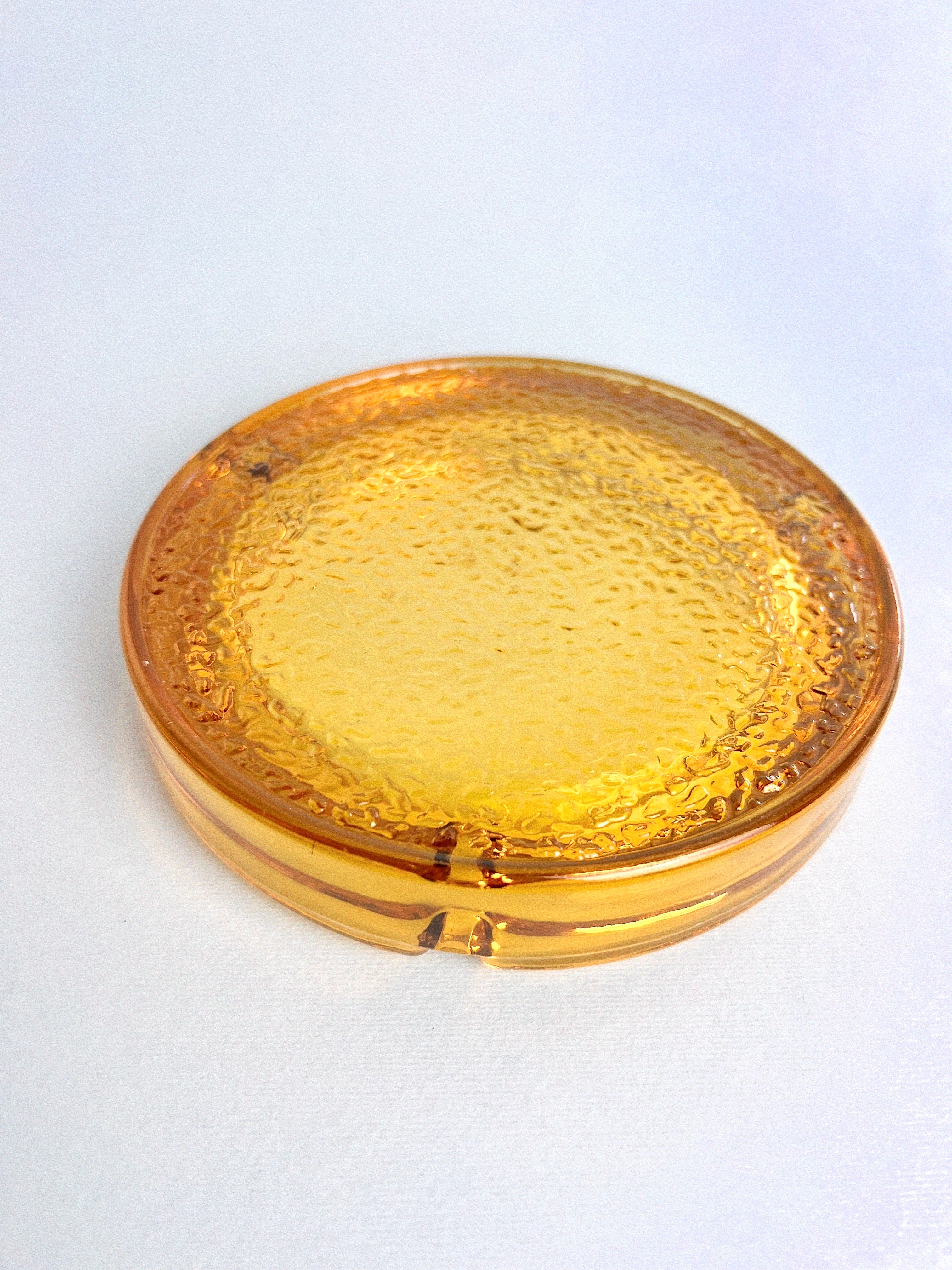Vintage Amber Glass Ashtray | Midcentury 1960s Textured Design