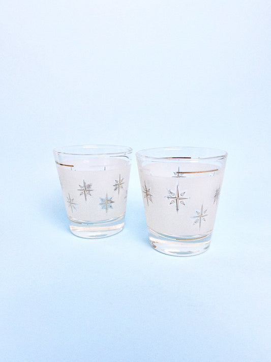 Vintage Atomic Starburst Glasses, Set of 2