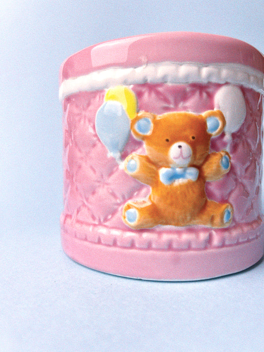 Vintage Baby Bear Planter | Pink