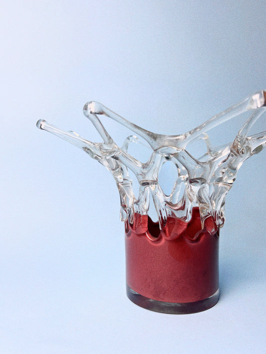 Vintage Hand Blown Italian Lattice Glass Vase