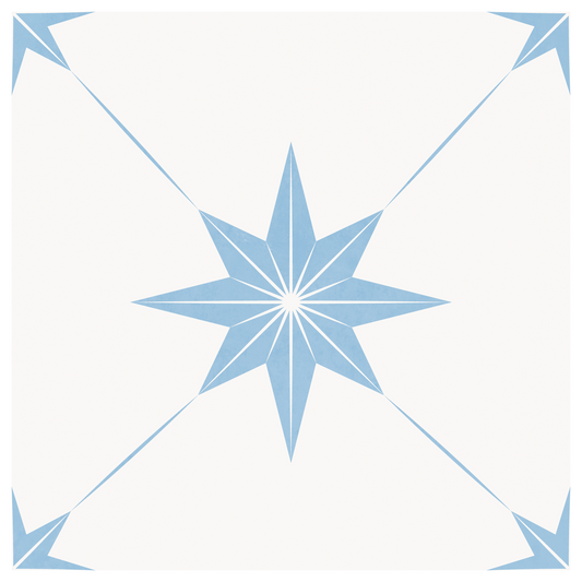 Estella Sticker Tile | Whispering Blue - White