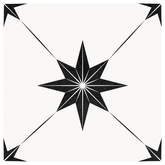 Estella Sticker Tile | Black Moon - White