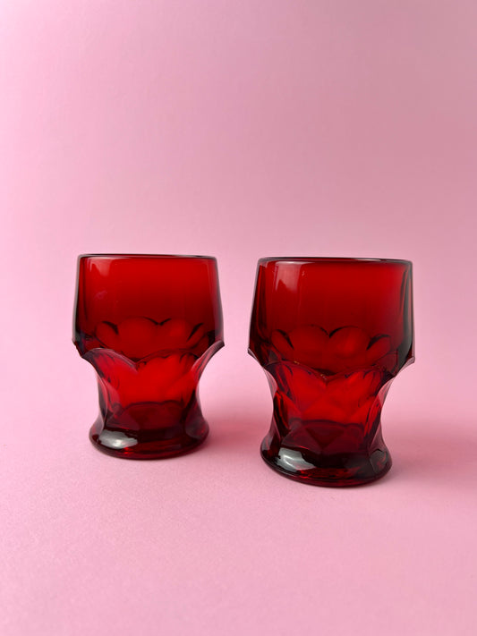 Vintage Georgian Ruby Glasses, Set of 2