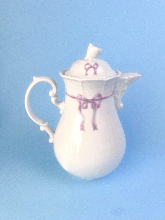 Vintage Belfor "Ribbon's Bow" Teapot + Creamer Set