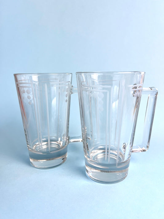 Vintage Princess House “Aston” Etched Beer Mugs, Set of 2