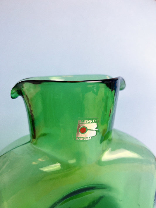 Vintage Handmade Blenko Glass Double Spout Water Pitcher