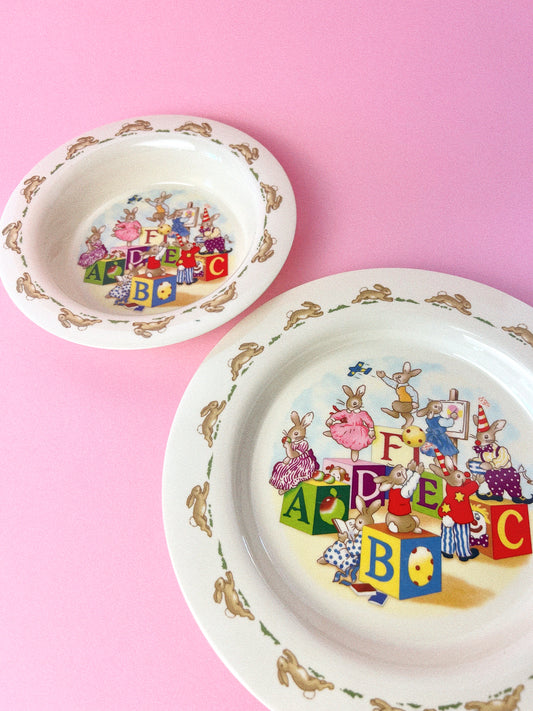 Vintage 'Royal Doulton' Bunnykins ABC's, Set of 2 | Melamine