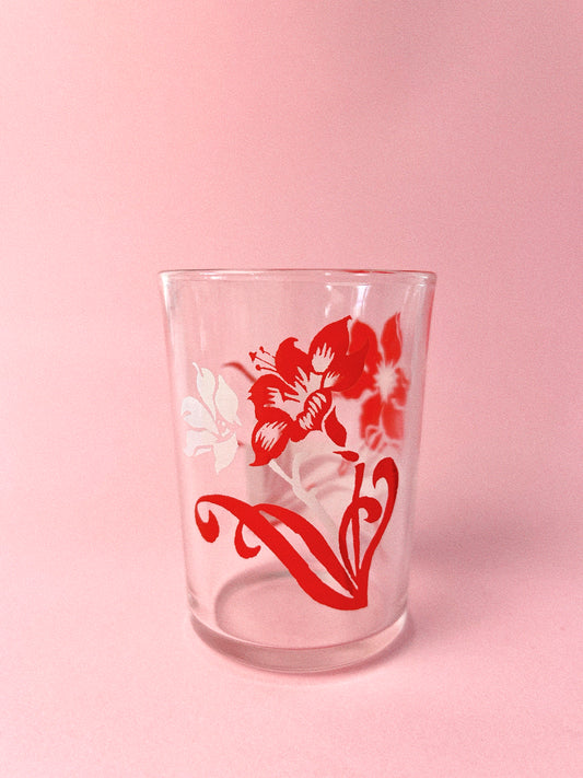 Vintage Midcentury Floral Juice Glasses, Set of 4