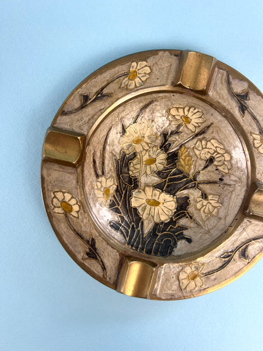Vintage Brass Daisy Ashtray