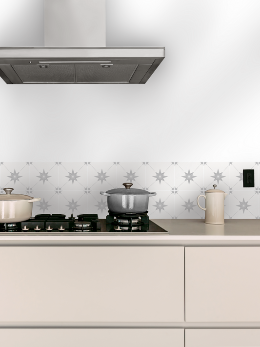 Estella Sticker Tile | Dove Grey - White