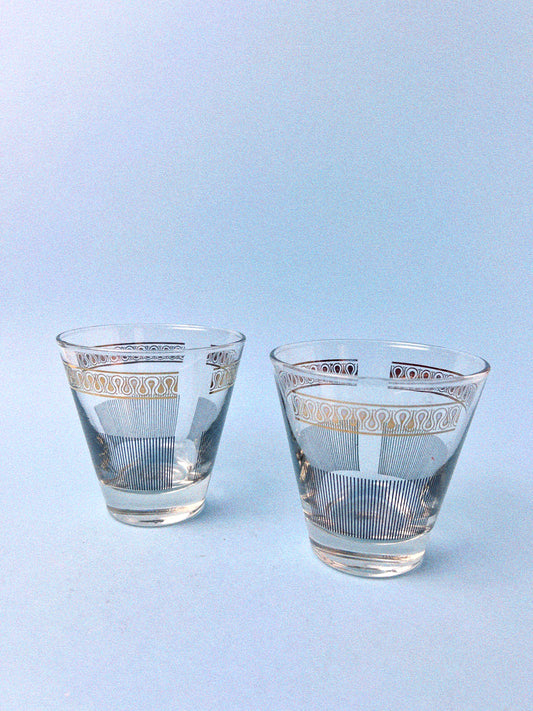 Vintage Art Deco Rocks Glass, Set of 2